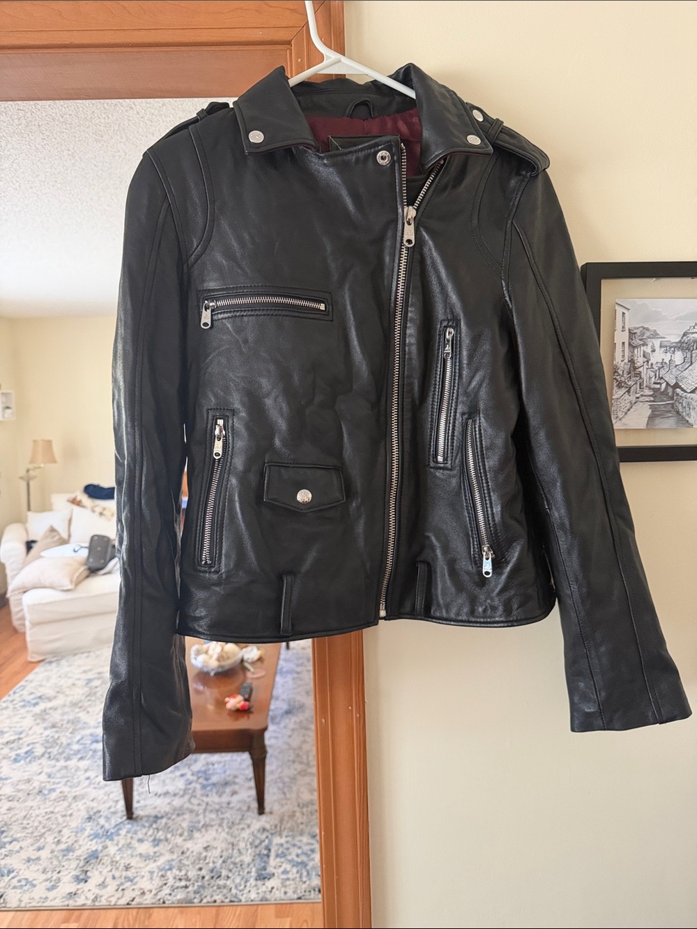 Sam Edelman Black 100% Lamb Leather Moto Biker Jacket Originally $598 - Picture 2 of 12